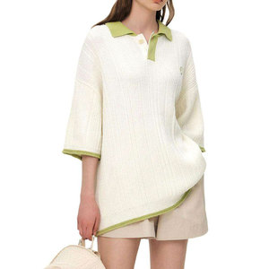 Pull-over décontracté Wearpex personnalisé en maille pour femme, à manches courtes, col rabattu boutonné, en polyester/coton, séchage rapide, tendance - Product Image 2