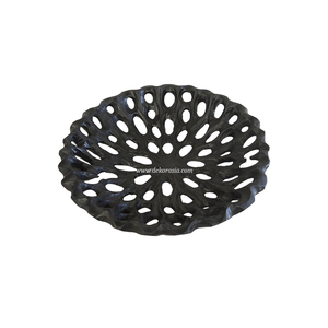 Bol décoratif en teck noir écologique de qualité supérieure avec un design sculpté artistique pour les fruits et les collations, et la décoration moderne de la maison - Product Image 1