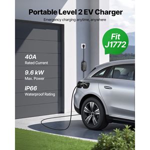 Caricatore Portatile per Veicoli Elettrici di Livello 2, 40 Amp, Cavo di Ricarica da 25 Piedi, Corrente Regolabile 240V, Stazione a Parete con Display LCD - Product Image 2