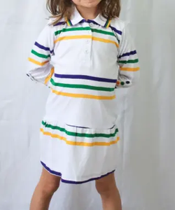 Wholesale Mardi Gras Women Mini Dresses 100% Cotton A-Line Fashion Purple <b>Gold</b> Green Adults Casual Dress Festival <b>Clothes</b> - Product Image 2