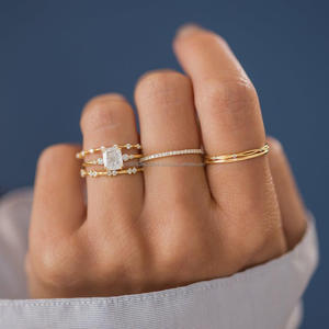 Igi/gia แล็บตัดเพชรวินเทจ14K สีเหลืองแหวนแต่งงาน/งานหมั้นใส่ได้ทั้งชายและหญิงสีขาวทองคุณภาพดีสำหรับงานปาร์ตี้ครบรอบ-คุ้มค่า - Product Image 1