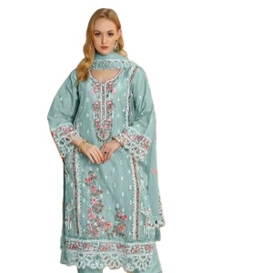 Shree Indian Exports Women's Special Casual Wear <b>Viscose</b> Georgette Silk Embroidered Ethnic Modern Design Ready Made Salwar - Product Image 1