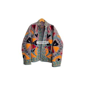 Chaqueta Acolchada Suzani Bordada a Mano Estilo Uzbeko, Estilo Boho Chic para Mujer, Ropa de Fiesta, Primavera, Invierno, Otoño, Algodón - Product Image 1