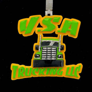 Personalizado 3D 925 Chapado en oro plateado con Moissanite Truck Car Esmalte Logo y YSA Latter Pendant para hombres - Product Image 5