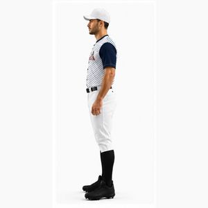 Uniforme de Béisbol Personalizado de Primera Calidad, Jersey a Rayas Blanco y Azul Marino para Hombre, Transpirable, de Poliéster, Talla Adulto, Servicio OEM - Product Image 5