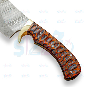 Cuchillo de Caza de Acero de Damasco Hecho a Mano Personalizado OEM con Mango de Madera Exótica, Hoja Fija, para Camping, Táctico, EDC - Product Image 4
