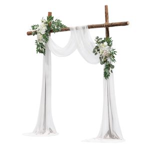 Kit di Fiori Artificiali Bianchi per Arco Nuziale da 2,4 m (Confezione da 3) - 2 Composizioni Floreali + 1 Drappeggio Trasparente per Decorazioni per Feste - Product Image 4