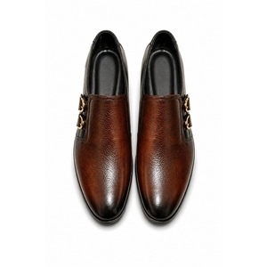 รองเท้าหนังแท้ทำมือทรงหัวแหลมแบบ Monk Strap ป้องกันการเจาะทะลุ กันลื่น หัวเข็มขัดคู่ ปรับแต่งสี/ขนาดได้ - Product Image 2