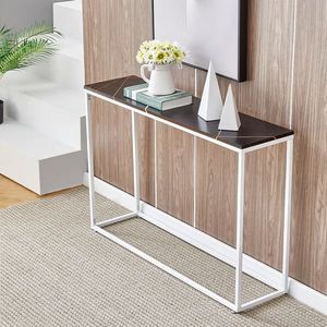Consolle d'ingresso in MDF color oro, tavolo da divano in finto marmo per soggiorno e hall di hotel, elegante tavolo da ingresso - Product Image 1