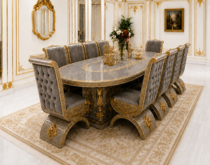 Juego de Comedor de Estilo Europeo Tallado a Mano de Primera Calidad, 8 Plazas, Acabado Dorado Antiguo, Muebles de Comedor, Comprar Conjuntos de Comedor - Product Image 5