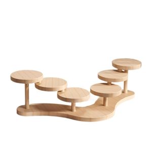 New Arrival Two Tier Wooden Marble Lazy Susan <b>Turntable</b> Rotating Serving Tray for Kitchen Dining <b>Table</b> Decor - Product Image 2