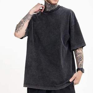 Spring Summer Vintage Distressed Washed Casual Solid Men Oversized T-Shirts Custom Logo 100% Cotton Heavyweight T-Shirt for Mens - Product Image 2