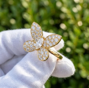 Anillo de Mariposa con Diamante Marquise Cultivado en Laboratorio Sparkledge Creation Luxury E VVS2, Chapado en Oro, Engaste Pavé, Anillo Elegante con Diseño Natural - Product Image 4