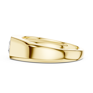 Bague signet solitaire princesse en or jaune 14 carats avec diamant de laboratoire, bague signet avec diamant taille carrée, bague princesse moderne avec diamant - Product Image 3