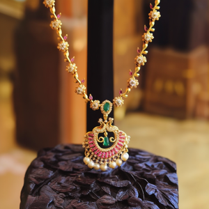 <b>Pearl</b> Designer Bridal Jewelry <b>Set</b> with Earrings and Short <b>Necklace</b> - Product Image 3
