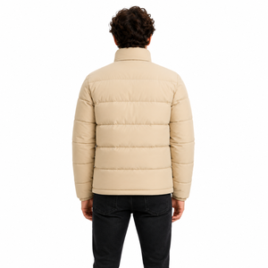 Chaqueta Acolchada Beige para Hombre, Cuello Alto, Cierre de Cremallera, Resistente al Viento, Ropa de Invierno Informal, Relleno de Poliéster, Chaquetas para Hombre OEM, EE. UU. - Product Image 2