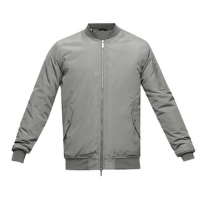 <b>Silver</b> Grey Bomber <b>Jacket</b> Men Lightweight Zip Up Outerwear Custom OEM Streetwear Fashion <b>Jacket</b> - Product Image 1