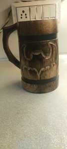 Classical Vintage Wine Mug with Handle Wood <b>Work</b> Handicraft Natural Wood Beer Tea Coffee <b>Cup</b> Mug From India <b>for</b> Party - Product Image 3
