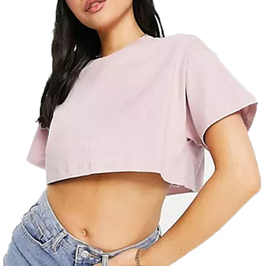 Custom Logo Women Crop Top T Shirts Breathable Cotton Casual Summer Wear Ladies Streetwear Fashion OEM ODM Manufacturer Pakistan - Product Image 4