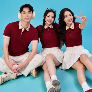 เสื้อโปโลผ้าคอตตอนสีตัดกันของผู้ชายผ้าคอตตอนผสมกันความชื้นสำหรับใส่ทำงานออกแบบได้ตามต้องการ - Product Image 3