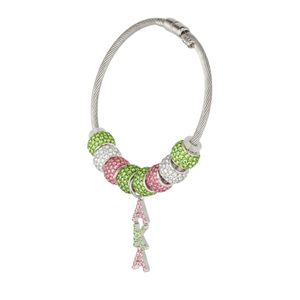 Pink Green Greek Charm Cable <b>Bangle</b> <b>Bracelet</b> Women Beaded Fashion Jewelry Elegant Wrist Accessory Party Gift Trendy <b>Bracelet</b> - Product Image 1