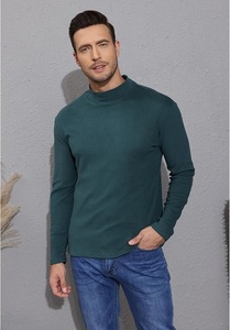 Pull à col roulé en tricot noir uni pour homme, manches longues, vêtements d'hiver - Product Image 6