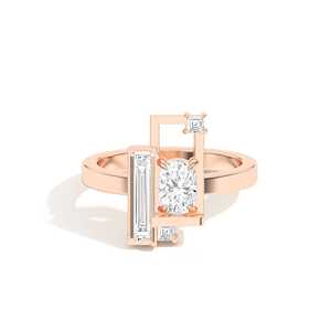 Bague de mariage personnalisée en or 10k 14k 18k avec diamant de laboratoire taille coussin de 0,8 carat et pierres latérales taille baguette – Fabricant de bijoux - Product Image 3