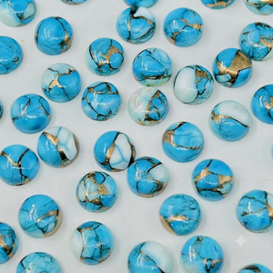 Cabujón de Turquesa Cobre Azul Hielo Dahlia, Forma Redonda, para Joyería - Product Image 3