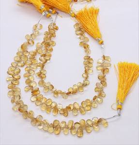 Natural Yellow Citrine Smooth Pear Shape Briolette 5x7-6x8MM Citrine Gemstone Beads 8 Inch Strand Premium Quality Citrine Beads - Product Image 1