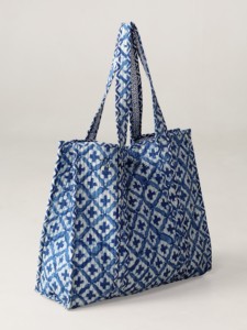 OEM Assorted Quilted Cotton Tote <b>Bag</b> Blue Block Print <b>Shoulder</b> <b>Bag</b> Wholesale for Women - Product Image 1