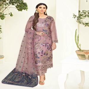 Ramsha Vol N-3 mousseline de soie brodée lourde trois pièces Punjabi costumes longue Maxi robe Eid robes pour les femmes tenue de fête - Product Image 2