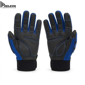 Gants de travail résistants aux chocs OEM, bleus et noirs, équipement de sécurité robuste pour mécaniciens, protection anti-vibrations et pour les travaux de construction - Product Image 3