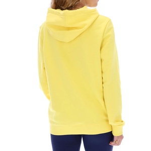 เสื้อสเวตเชิ้ตมีฮู้ดสีเหลืองสำหรับผู้หญิง ทรงปกติ ผ้าฝ้าย สีพื้น โลโก้ตัวอักษรด้านหน้า ใส่ได้ในฤดูใบไม้ร่วง - Product Image 3