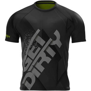 Camiseta Deportiva de Manga Corta para Hombre, Negra, de Secado Rápido, de Poliéster, con Estampado Gráfico de Suciedad y Logotipo Frontal, para Adultos - Product Image 1