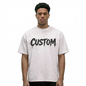 เสื้อยืดคอกลมแขนสั้นสีขาวโอเวอร์ไซส์สำหรับผู้ชาย สไตล์สตรีท พิมพ์ลายตัวอักษร - Product Image 3