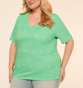 OEM Logo Wholesale 180 GSM 100% Cotton All Over Print Plus Size V-Neck T-Shirt for <b>Women</b> Premium Quality Custom Design - Product Image 2