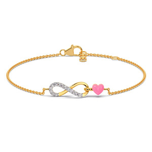 Romantic Diamond <b>Infinity</b> Pink Heart Chain <b>Bracelet</b> - Product Image 2