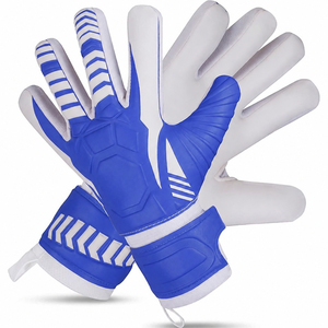 Gants de gardien de but en latex blanc antidérapant de haute qualité, protection épaisse rembourrée, gants de gardien de but de football bleu royal, équipe personnalisée - Product Image 1