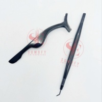 Applicateur de rehaussement de cils et de lamination de sourcils en acier inoxydable noir, réutilisable, portable, marque privée, pour isolation des cils