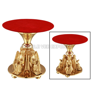 Tabor de Latón con 4 Ángeles y Tapa de Terciopelo Rojo |   Soporte para Altar de Iglesia – DOUBLE VEE EXPORTS - Product Image 2