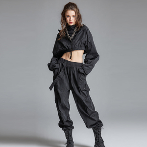 Crop Windbreaker Tracksuit Women Streetwear Short Rain Jacket Cargo Pants Set Waterproof <b>Wind</b> <b>breaker</b> Suits Ladies - Product Image 1