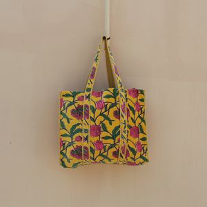 Bolsa de Mano de Algodón Acolchada con Diseño Floral, Ecológica, Reversible, con Cierre de Cremallera, para Mujer, Venta al Por Mayor - Product Image 2