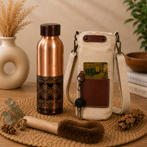 Bouteille d'eau en cuivre pur bicolore, imprimée mandala, artisanale, pour la maison, les voyages et les fêtes - Product Image 6
