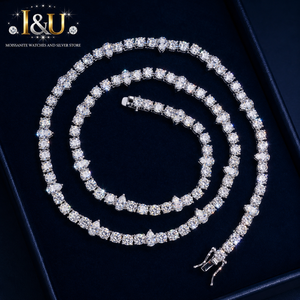 925 Silver Moissanite Necklace Brilliant <b>Drop</b> Shaped Cut Channel Set <b>Box</b> Chain Rhodium Plated Hip Hop Luxury Jewelry Gift - Product Image 4