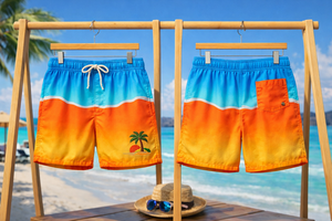Custom <b>Men</b>’s Beach Shorts Quick Dry Swim <b>Trunks</b> with Embroidered Logo – Gradient Summer Board Shorts OEM Wholesale - Product Image 3
