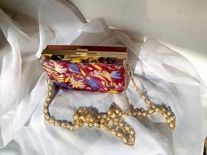 Resin Pressed Flower <b>Bag</b> Sobral Metalique Linda Purse Orlando White & Gold Resin Clutch <b>Bag</b> - Product Image 3