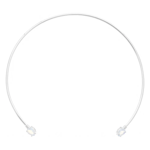 Minimalist <b>Silver</b> Plated <b>Choker</b> Necklace With Opal Bezel Setting For Daily Wear Unisex Fashion Jewelry - Product Image 1