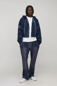 Custom Logo Washed <b>Men</b> Hoodies <b>Navy</b> Full Zip Cotton <b>Fleece</b> Oversized Drop Shoulder Streetwear Autumn Winter Wholesale - Product Image 5