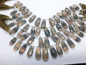 Cuentas de fluorita natural facetadas en forma de pera, cuentas largas de fluorita en forma de pera de 8 pulgadas, cuentas de fluorita multifacéticas en forma de pera para la fabricación de joyería. - Product Image 6