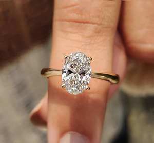 Anillo de Compromiso Personalizable con Diamante Cultivado en Laboratorio de Corte Ovalado de 1 Quilate, Oro Sólido de 10k, 14k, 18k, Color EF, Claridad VVS, Sin Níquel, Sin Plomo - Product Image 5